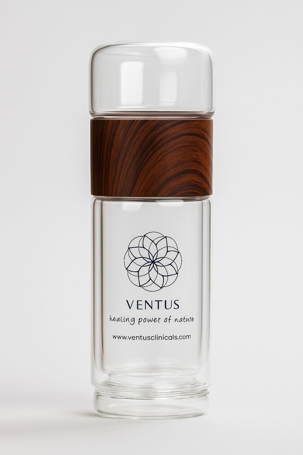 Double-Walled Glass Bottle with Built-In Herbal Filter